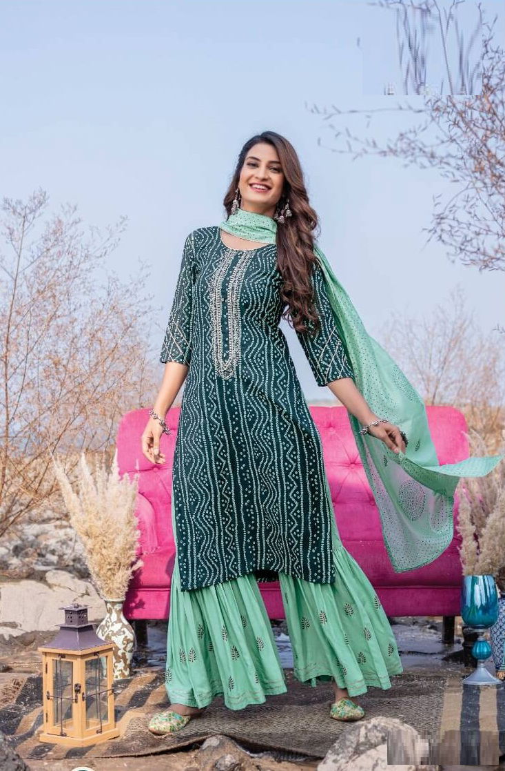 Wanna Malhaar Fancy Festive Wear Designer Kurti With Sharara And Dupatta Collection