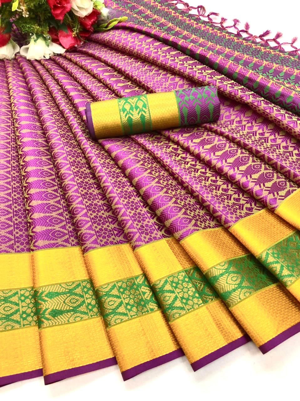 Monalisha 11 Latest Fancy Party Wear Cotton Silk Saree Collection