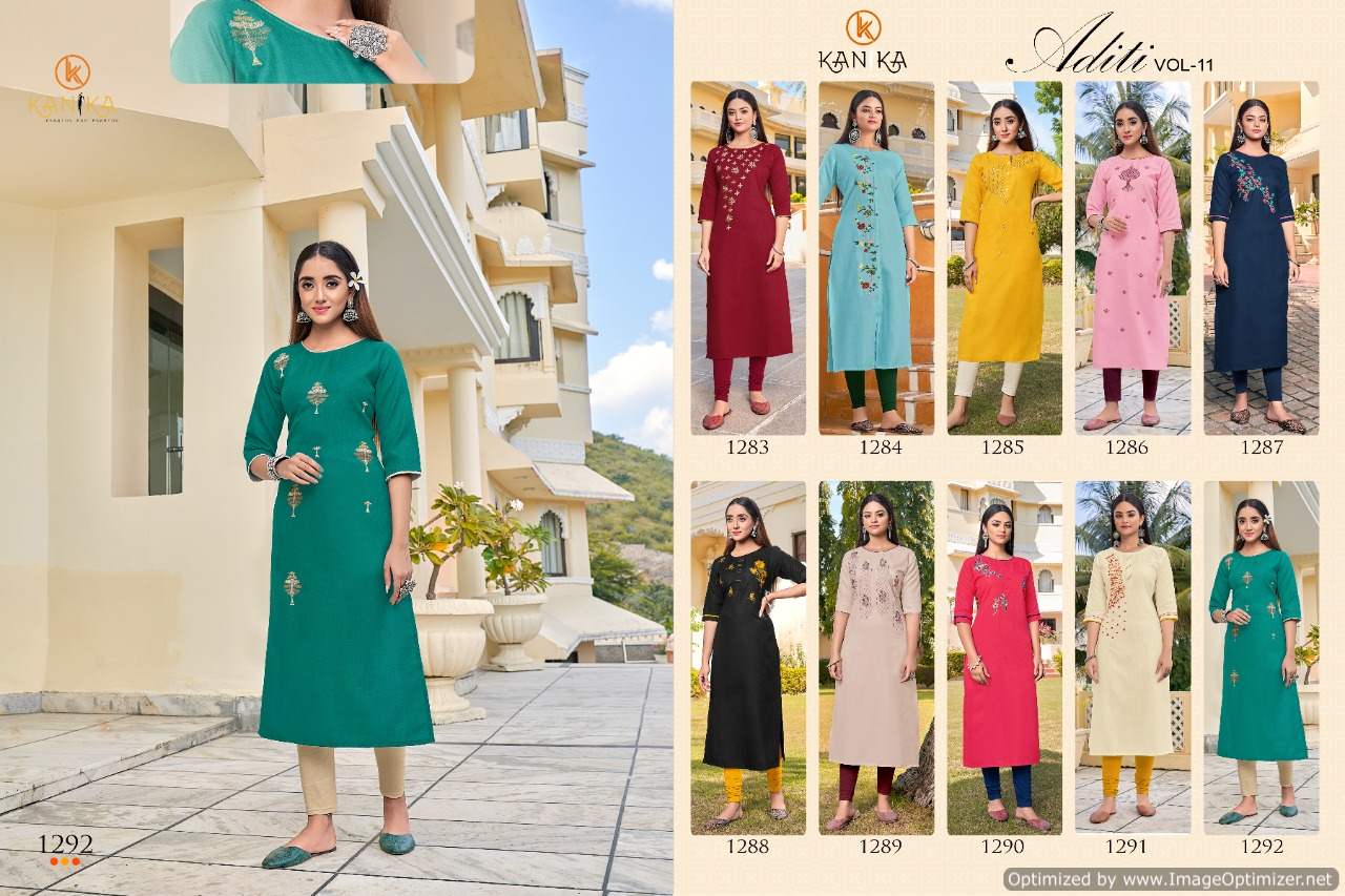 Kanika Aditi 11 Latest Fancy Ethnic Wear Silk Embroidery Kurti Collection