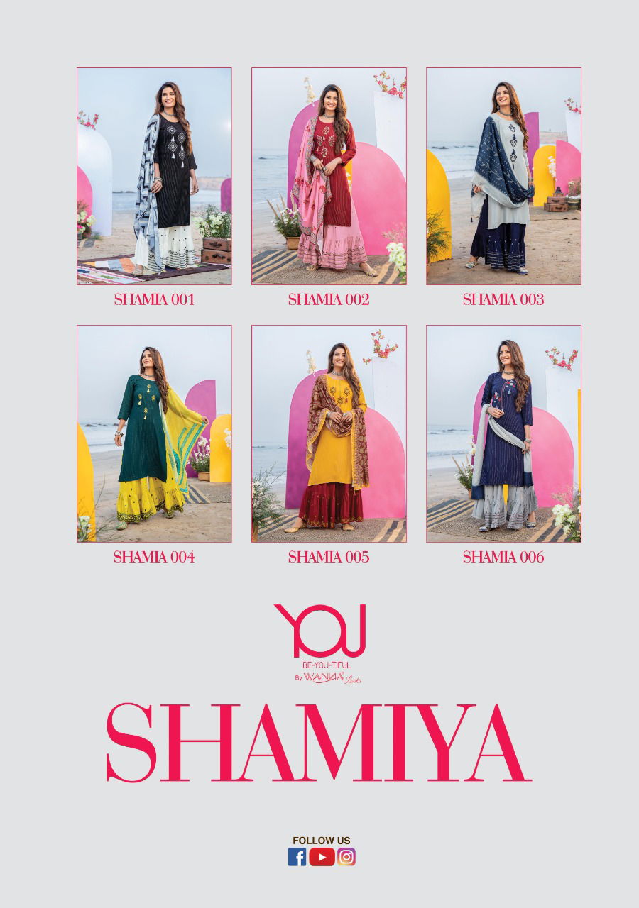 Wanna Shamiya Fancy Festive Wear Rayon Latest Kurti With Sharara And Dupatta Collection