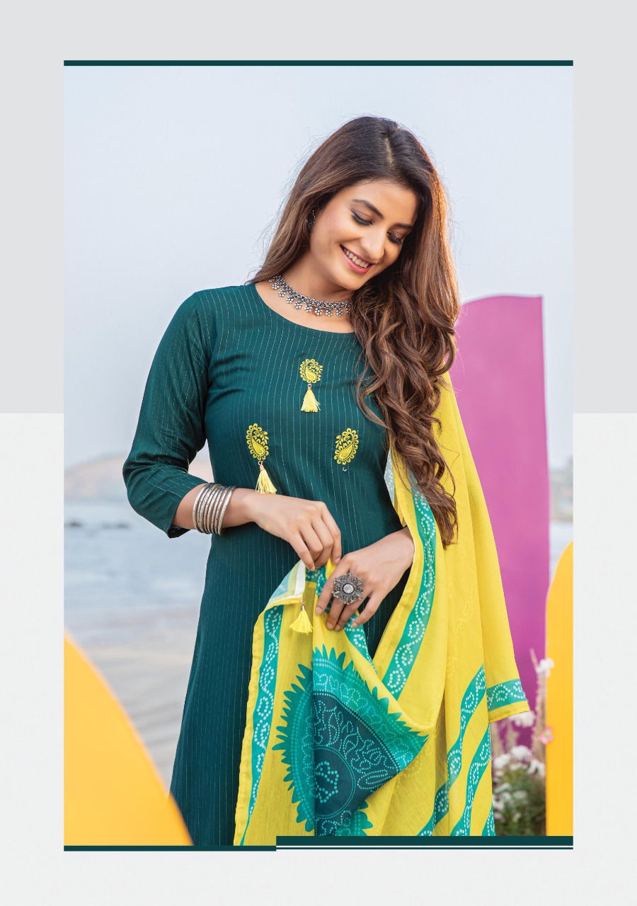 Wanna Shamiya Fancy Festive Wear Rayon Latest Kurti With Sharara And Dupatta Collection