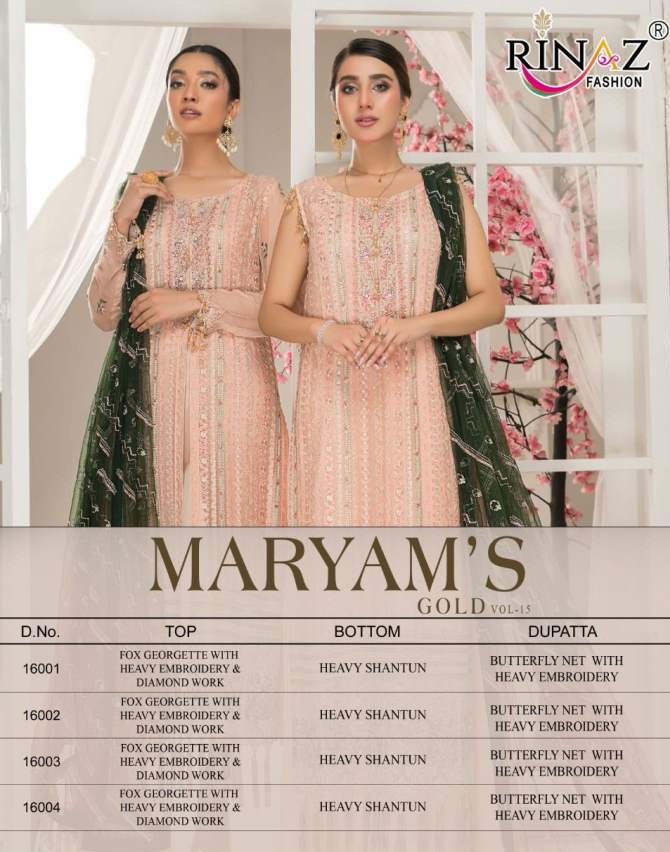 Rinaz Maryams Gold 15 Festive Wear Georgette Heavy Designer Pakistani Salwar Kameez