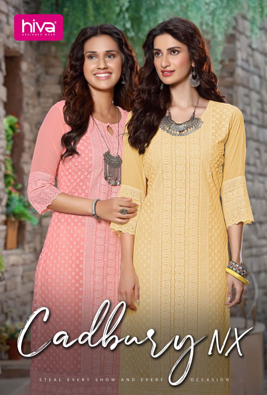 Hiva Cadbury Nx Fancy Designer Ethnic Wear Chiken Long Kurti Collection
