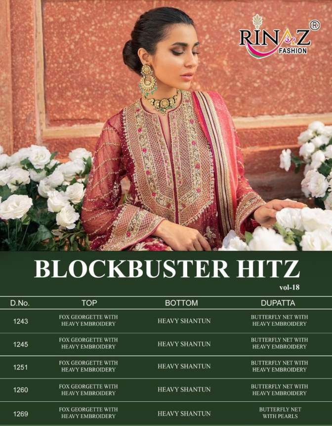 Rinaz Blockbuster Hitz 18 Georgette Festive Wear Heavy Pakistani Salwar Kameez Collection
