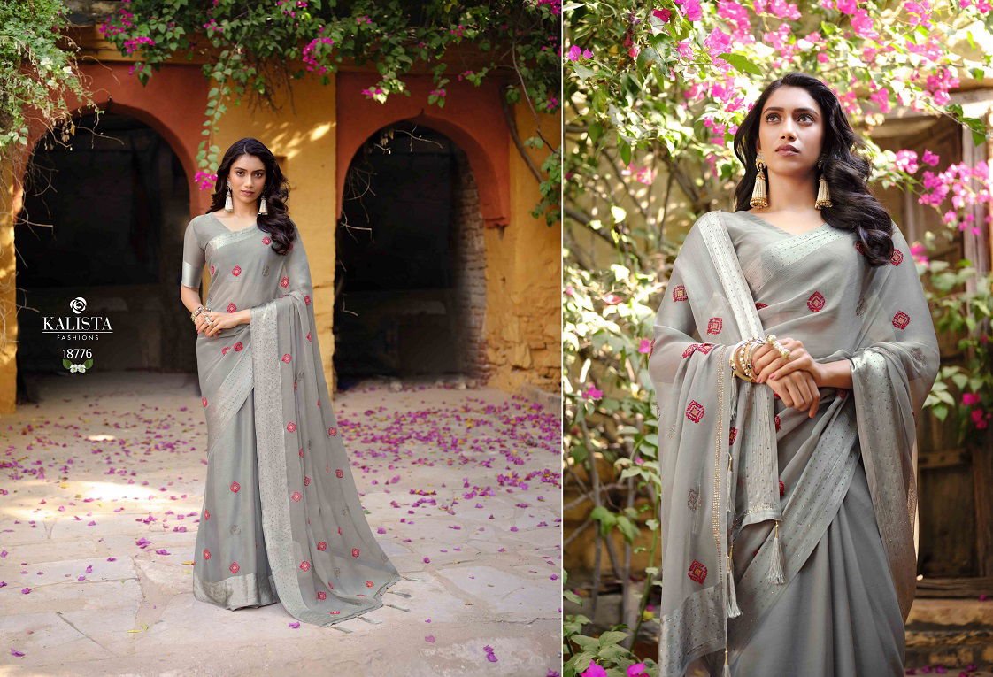 Kalista Ishani Fancy Party Wear Designer Heavy Linen Saree Collection