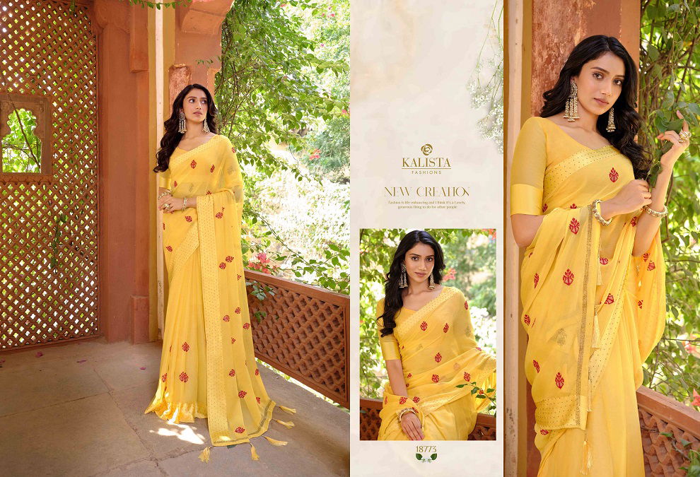 Kalista Ishani Fancy Party Wear Designer Heavy Linen Saree Collection