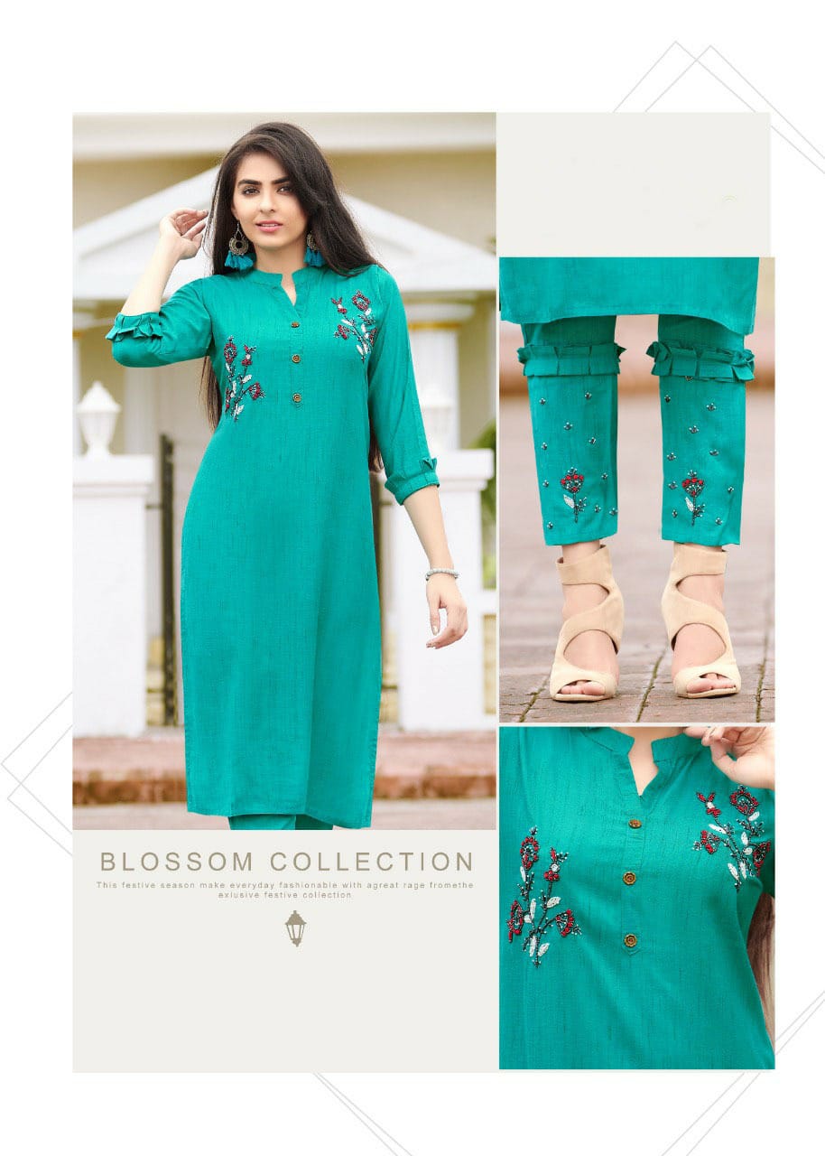 Aarohi Classic Ethnic Wear Rayon Fancy Kurti With Bottom Collection