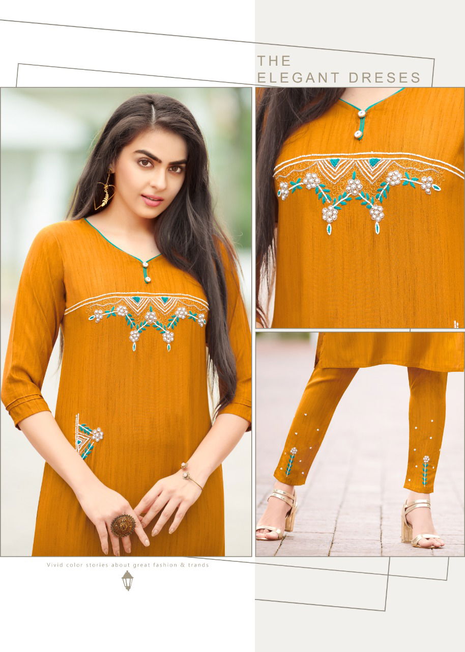 Aarohi Classic Ethnic Wear Rayon Fancy Kurti With Bottom Collection
