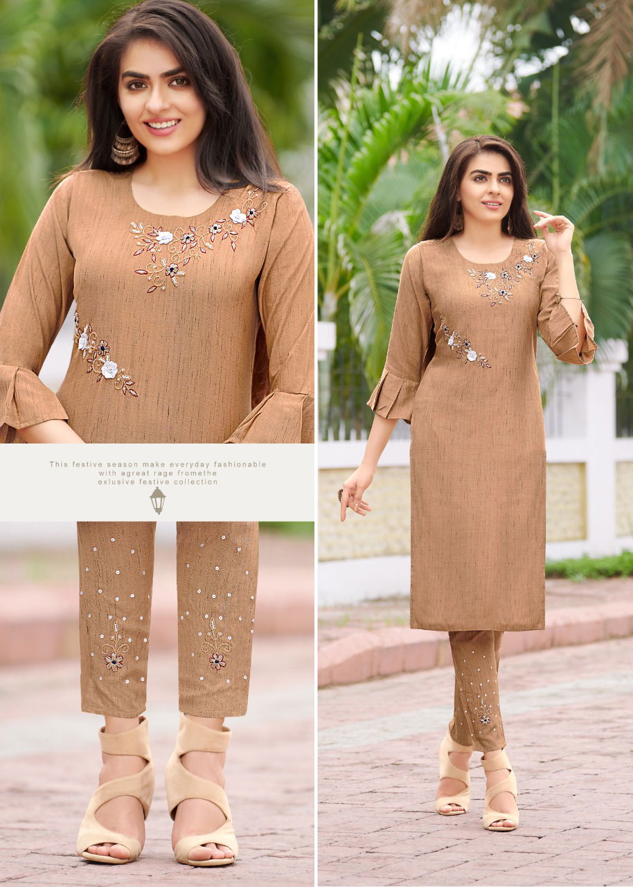 Aarohi Classic Ethnic Wear Rayon Fancy Kurti With Bottom Collection