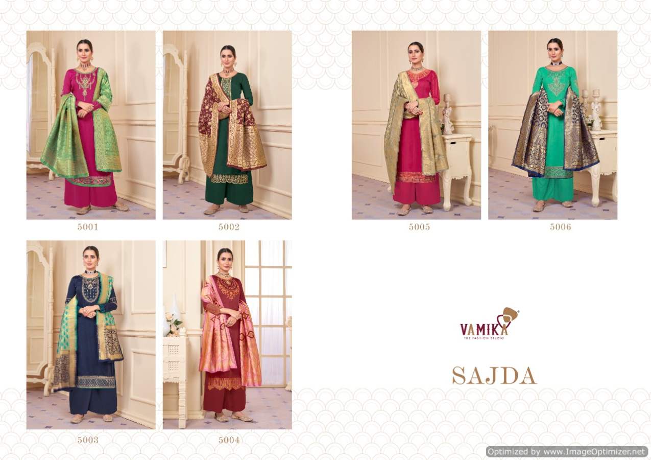 Vamika Sajda Heavy Festive Wear Rayon Kurti With Palazzo And Dupatta Ready Made Collection