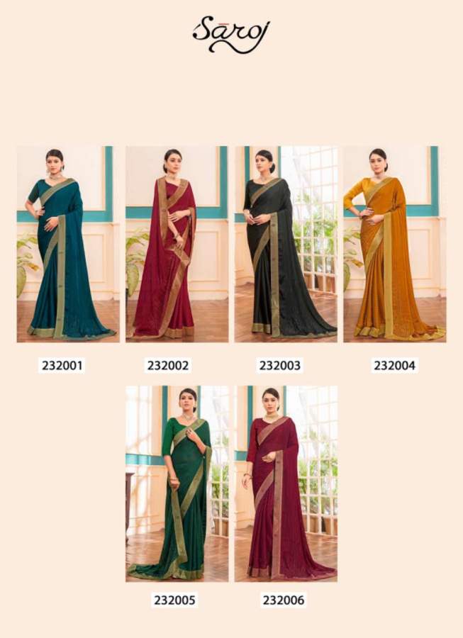 Saroj Prisha Designer Festive Wear Georgette Fancy Border Saree Collection