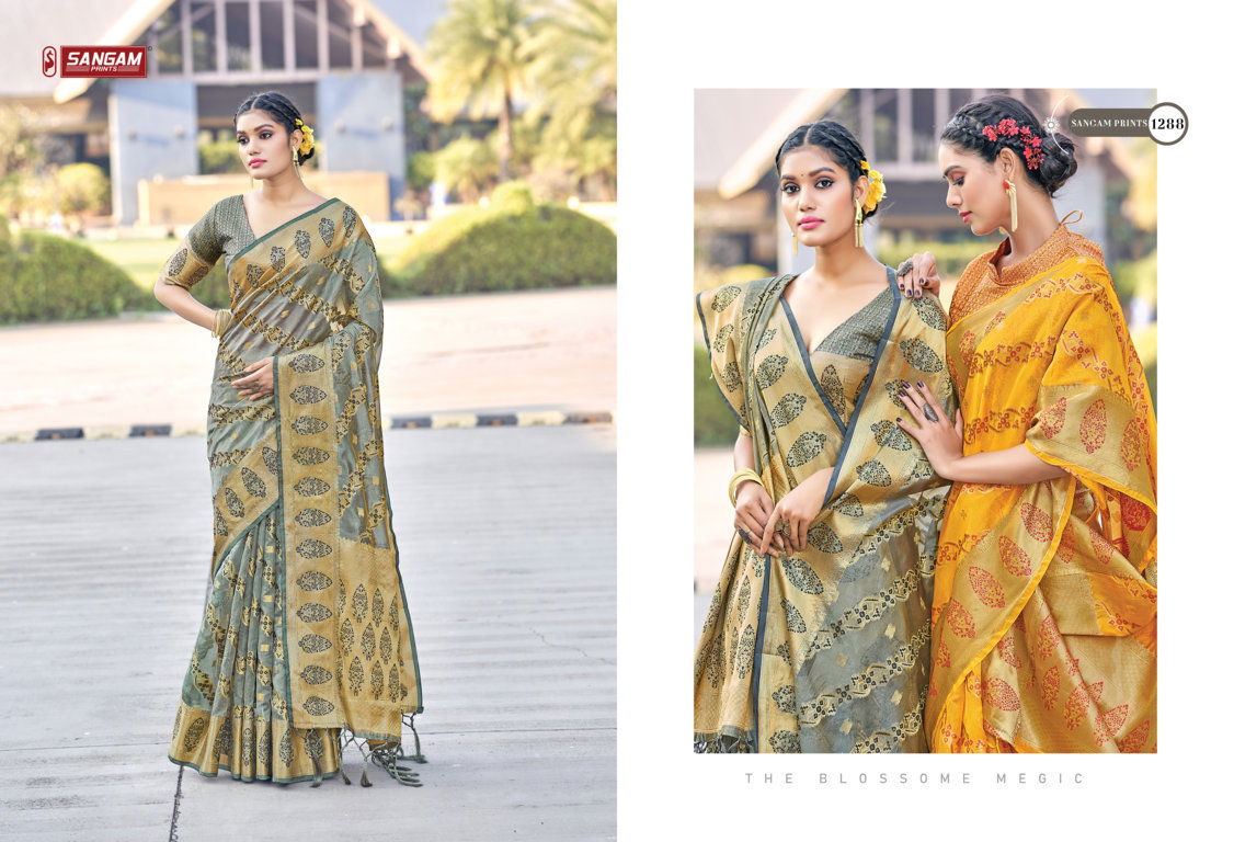 Sangam Amreeta Organza Weaving Heavy Festive Wear Rich Pallu Sarees Collection