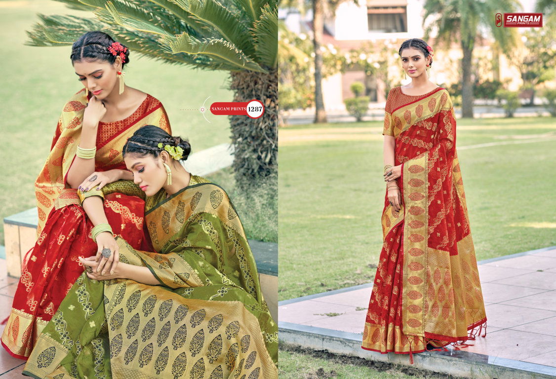 Sangam Amreeta Organza Weaving Heavy Festive Wear Rich Pallu Sarees Collection