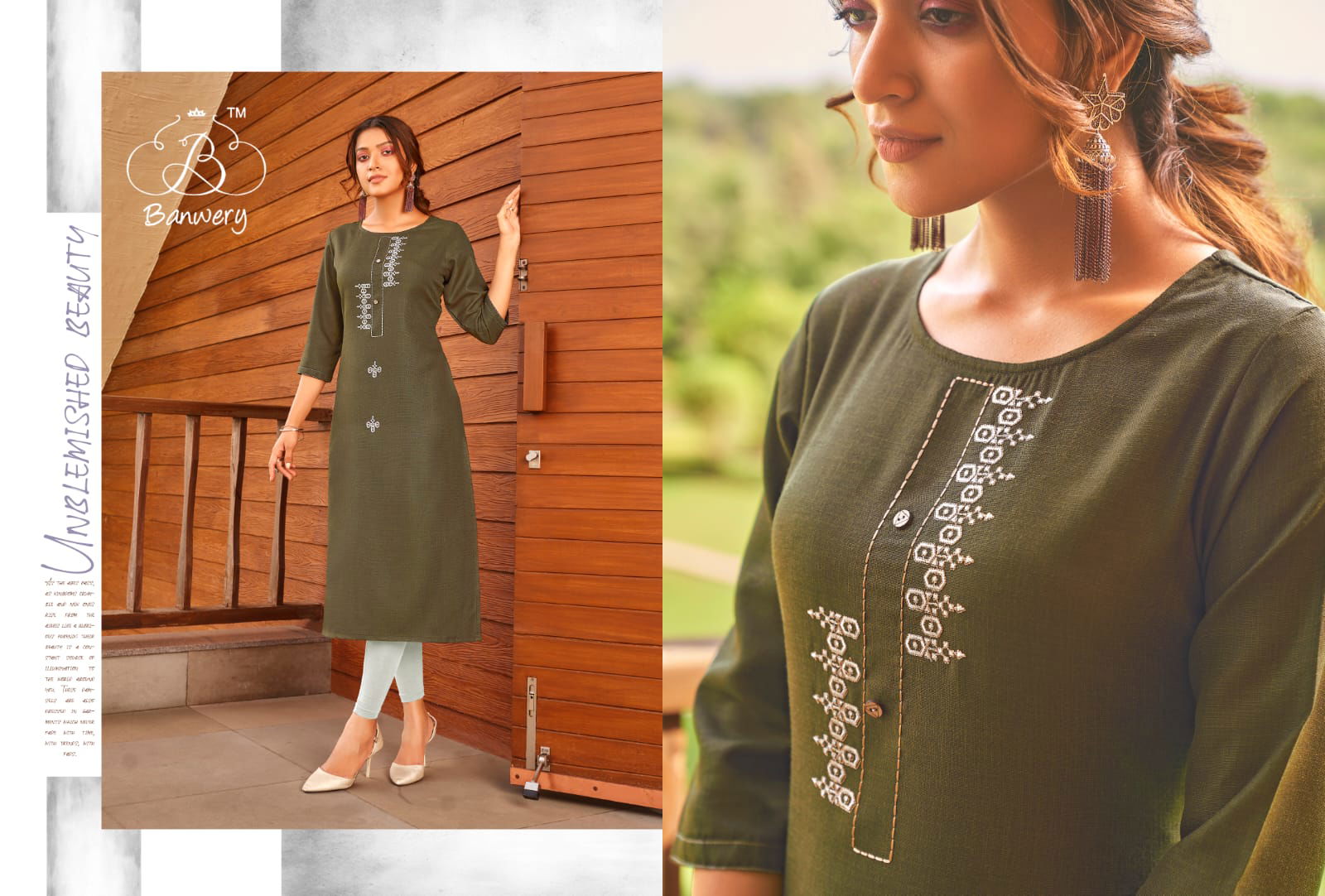 Banwery Blend 7 Ethnic Wear Embroidery Work Pure Cotton Kurti Collection
