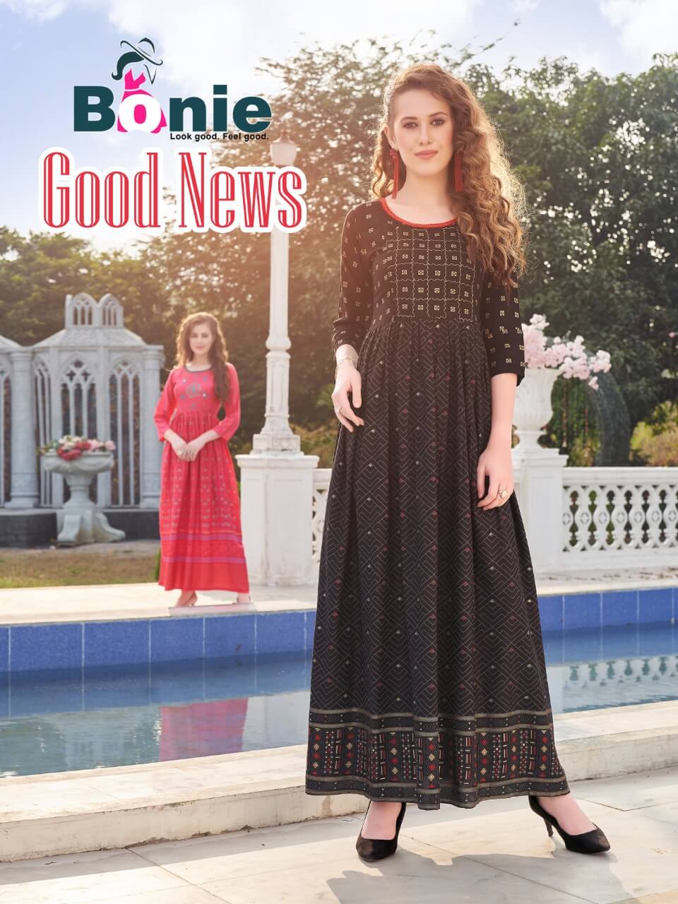 Bonie Good News Fancy Festive Wear Pure Rayon Long Latest Anarkali Kurti Collection
