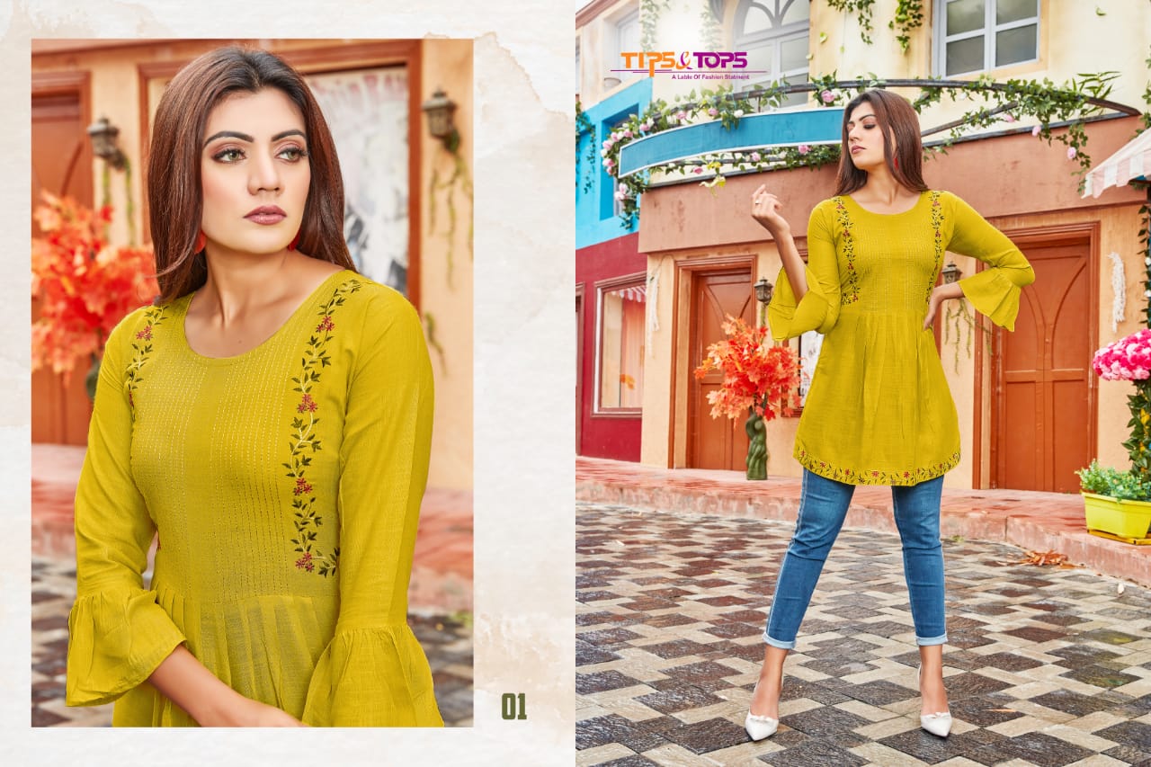 Tips Tops Bubbly 2 Classic Ethnic Wear Heavy Rayon Slub Ladies Top Collection
