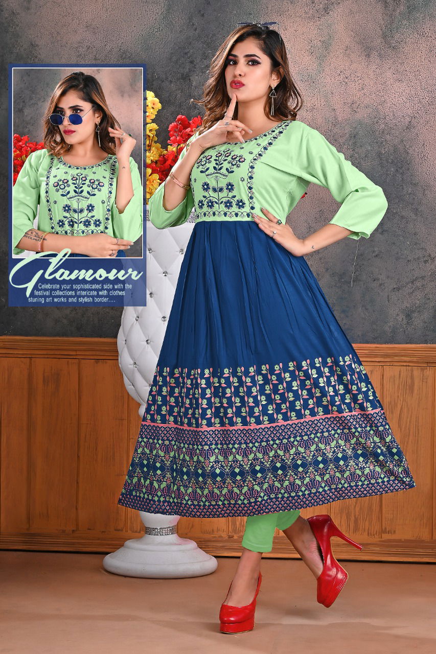 Trendy Trisha 1 Latest Designer Ethnic Wear Rayon Embroidery Anarkali Kurti Collection