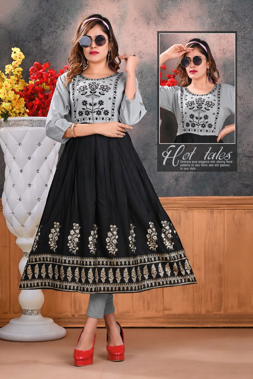 Trendy Trisha 1 Latest Designer Ethnic Wear Rayon Embroidery Anarkali Kurti Collection