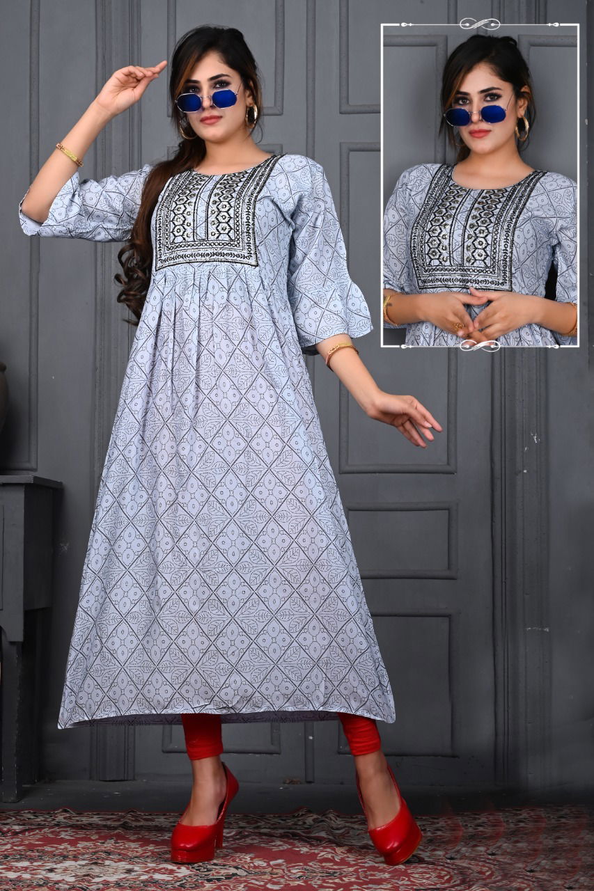 Satrangi 1 Fancy Festive Wear Rayon Printed Anarkali Kurti Collection