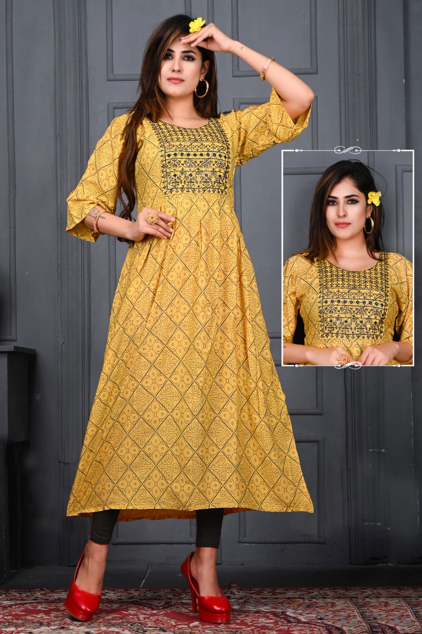 Satrangi 1 Fancy Festive Wear Rayon Printed Anarkali Kurti Collection