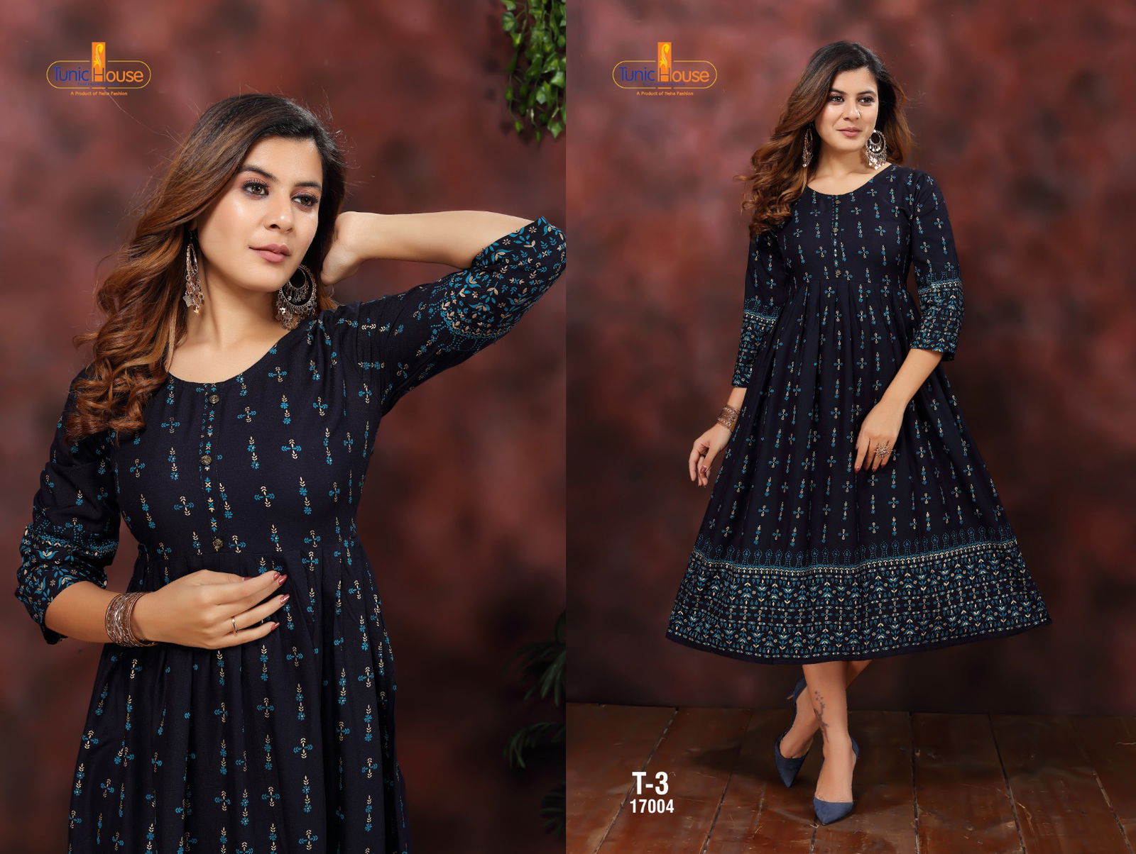 Tunic House T-3 Fancy Designer Ethnic Wear Rayon Printed Anarkali Kurti Collection
