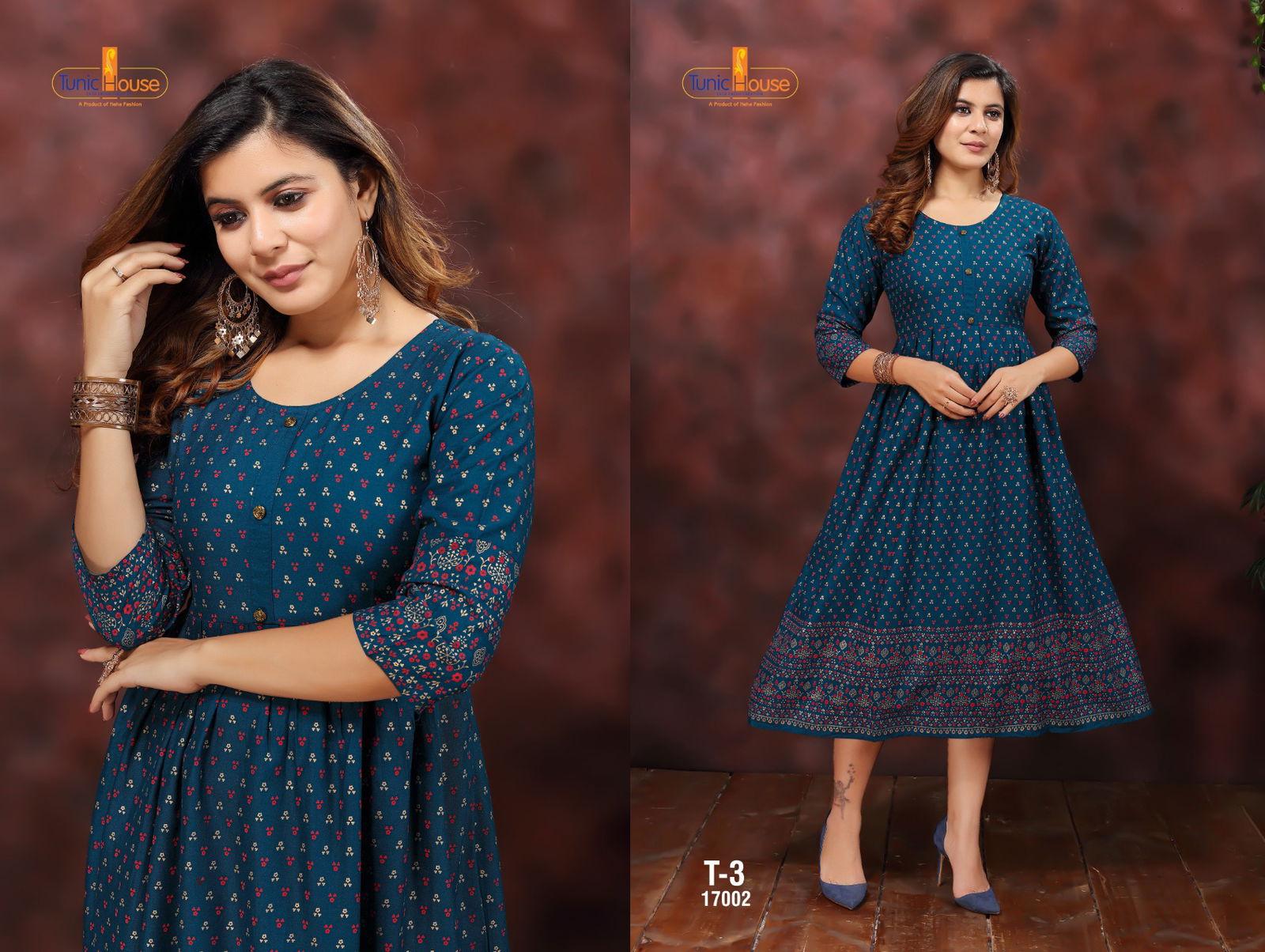 Tunic House T-3 Fancy Designer Ethnic Wear Rayon Printed Anarkali Kurti Collection