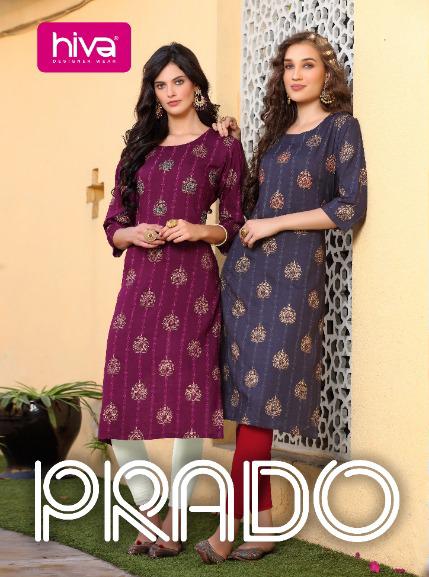 Hiva Prado Fancy Ethnic Wear Rayon Printed Designer Kurti Collection