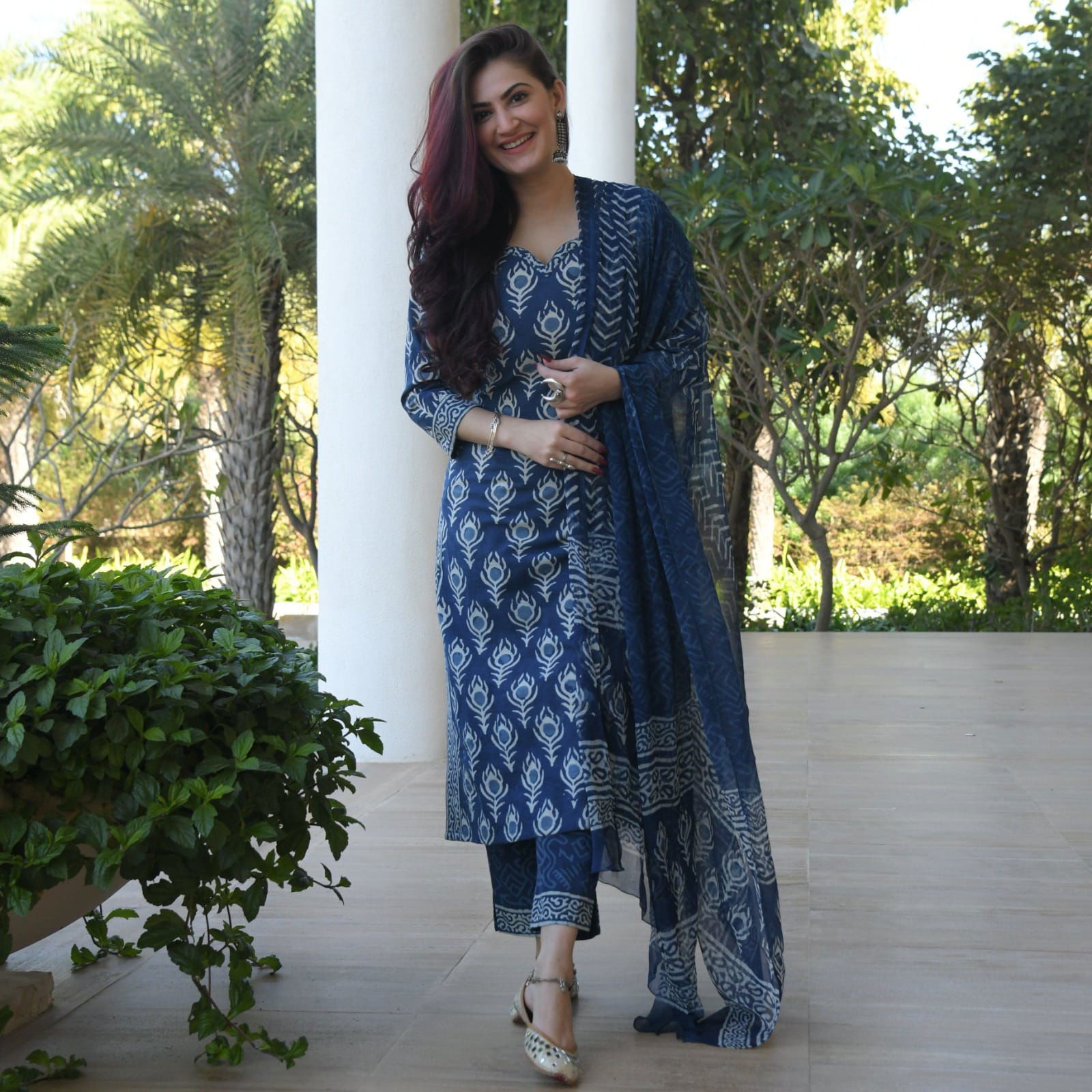 Shamal Printed Cotton Blend Kurti With Bottom Dupatta Suppliers In India