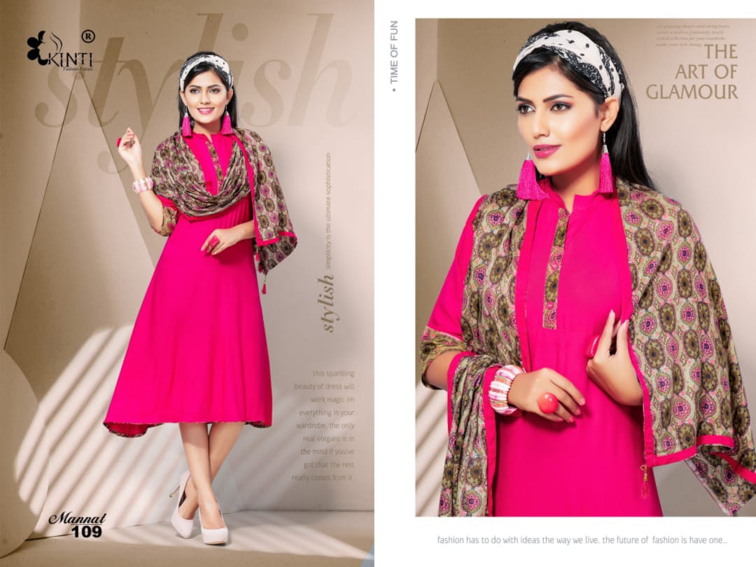 Kinti Mannat Latest designer fancy Regular Wear rayon Kurtis Collection
