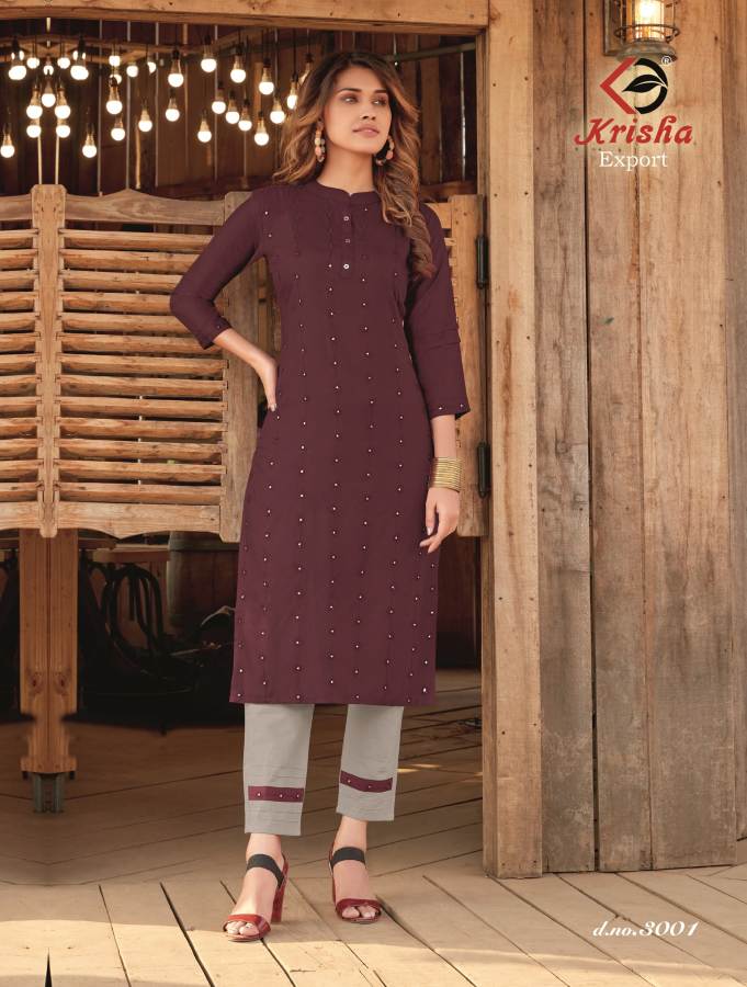 Krisha Siyara Latest Feavy Ethnic Wear Rayon Kurti With Pant Collection