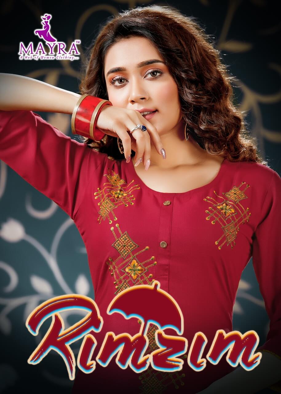 Mayra Rim Zim Heavy Festive Wear Rayon Printed Kurti With Skirt Collection