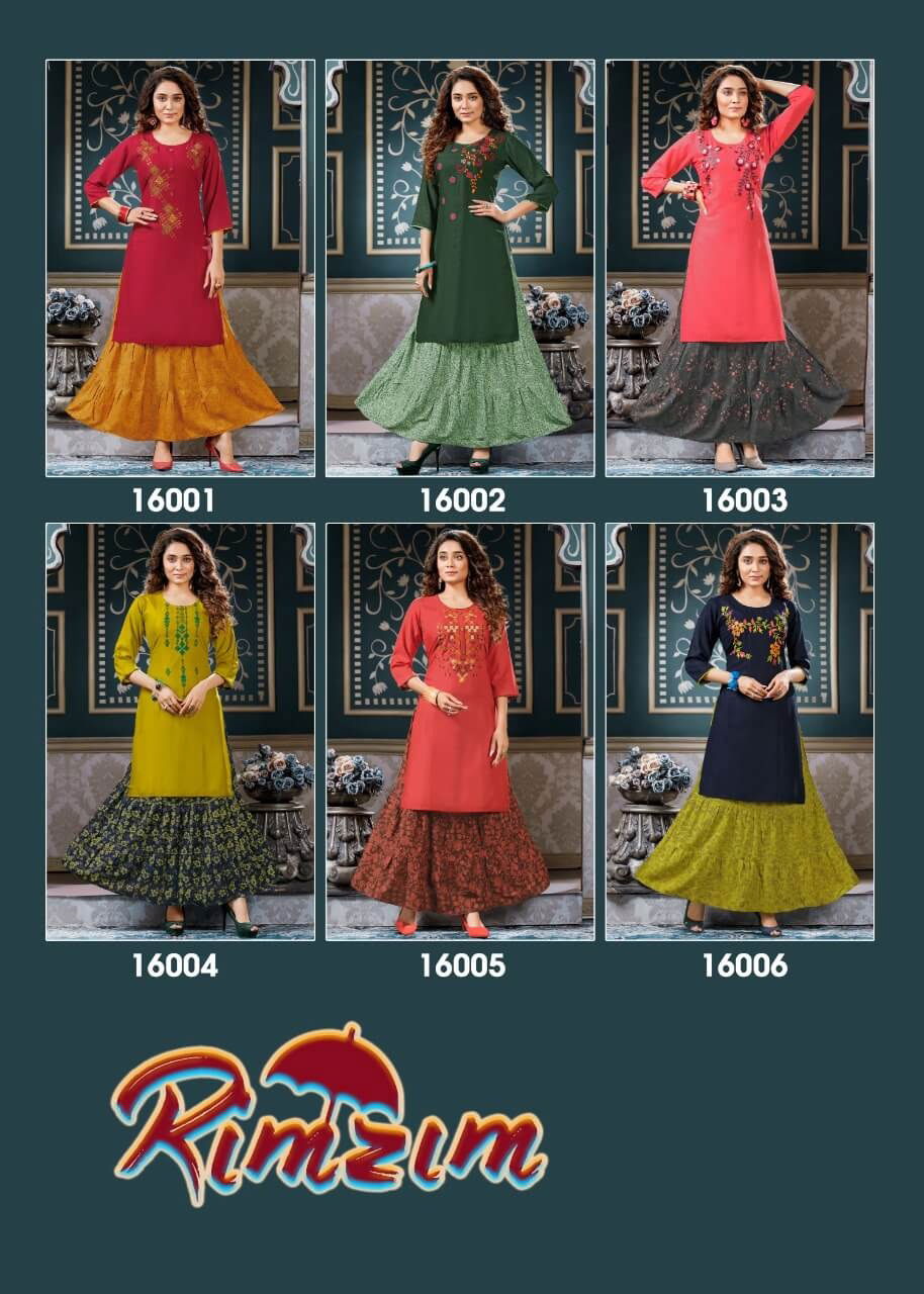 Mayra Rim Zim Heavy Festive Wear Rayon Printed Kurti With Skirt Collection