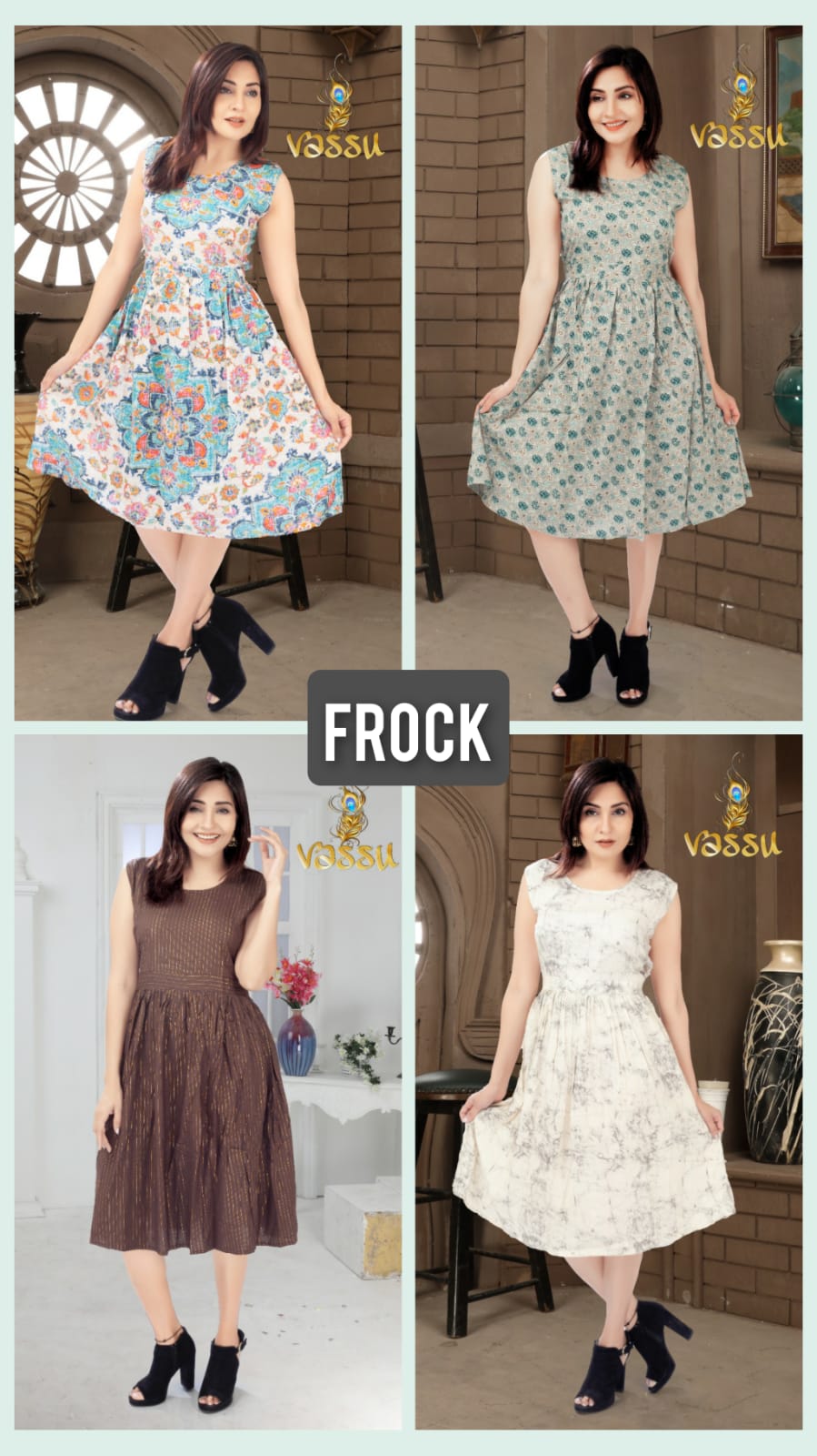 Vassu Frock Casual Fancy Wear Rayon Cotton Designer Kurti Collection