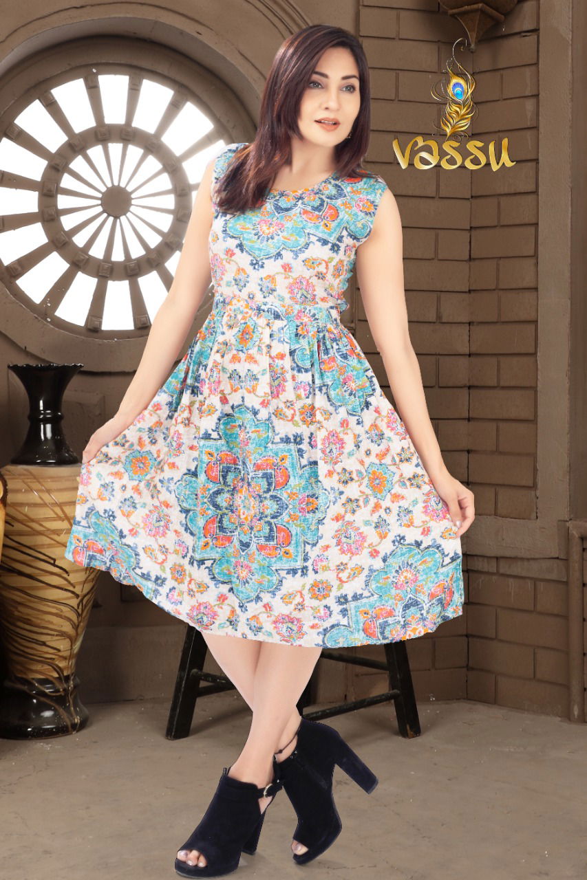 Vassu Frock Casual Fancy Wear Rayon Cotton Designer Kurti Collection