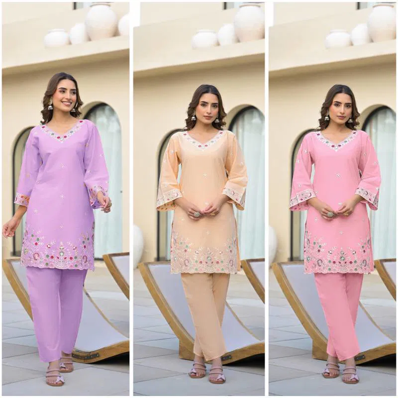 Afsana Simarya Cotton Embroidered Co Ord Set Wholesale Market In India