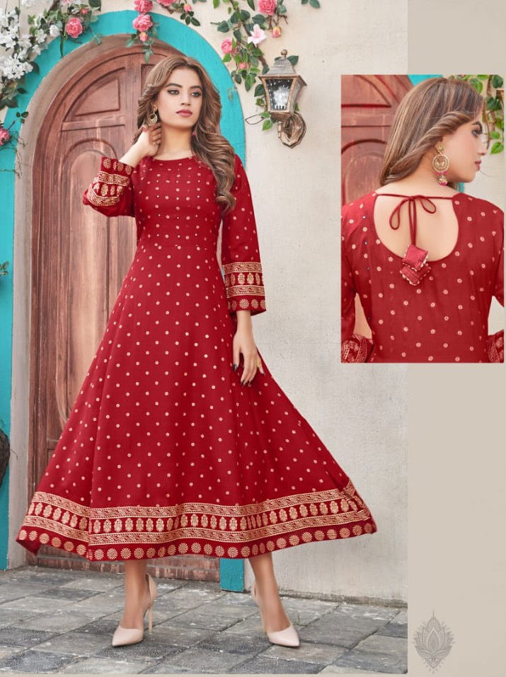 Tips Tops Monalisa Ethnic Wear Heavy Rayon Printed Anarkali Kurti Collection