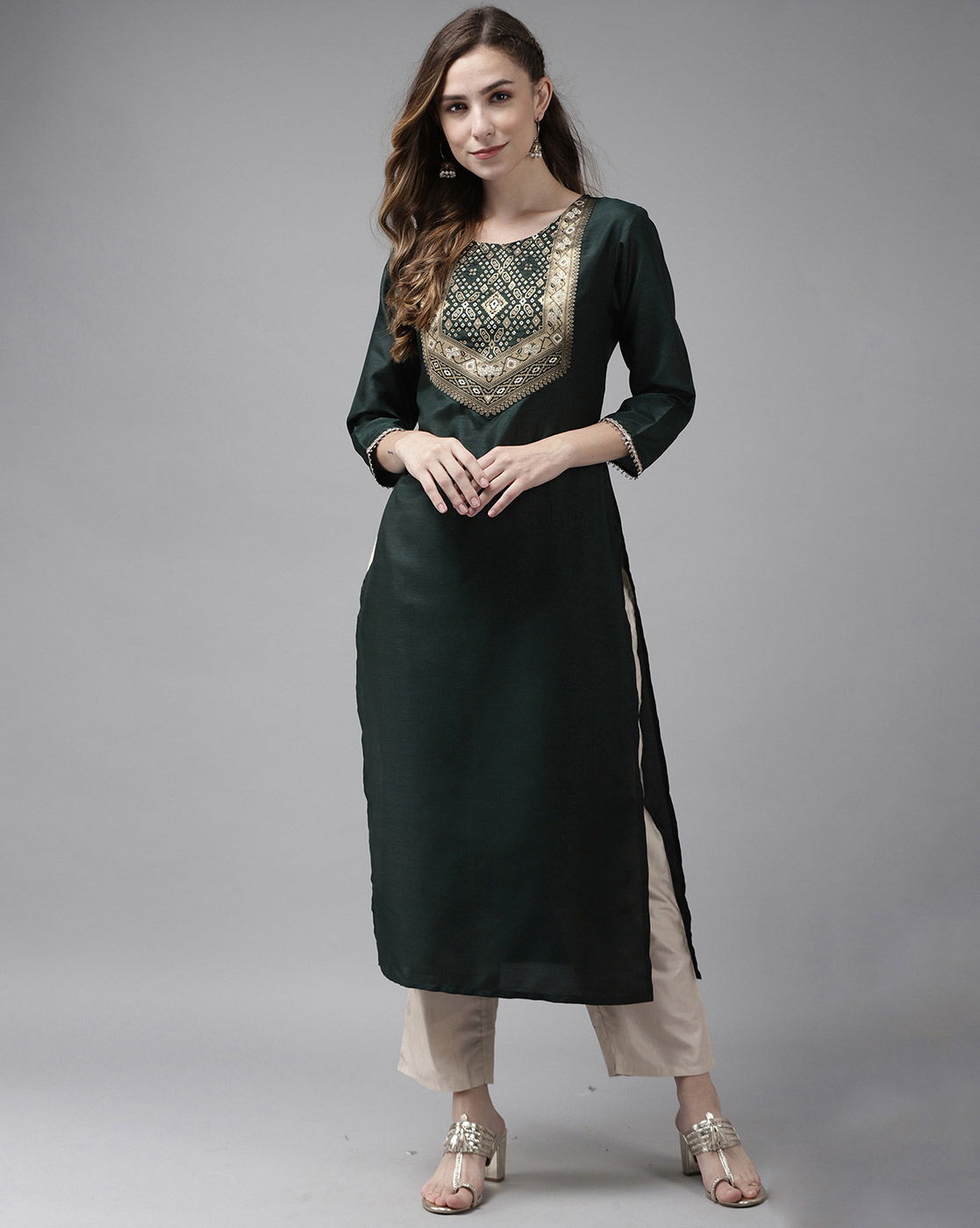 Indo Era Yoke Kurta 35 Cotton Printed Ethnic Wear Trendy Stylish Cotton Kurtis Collection