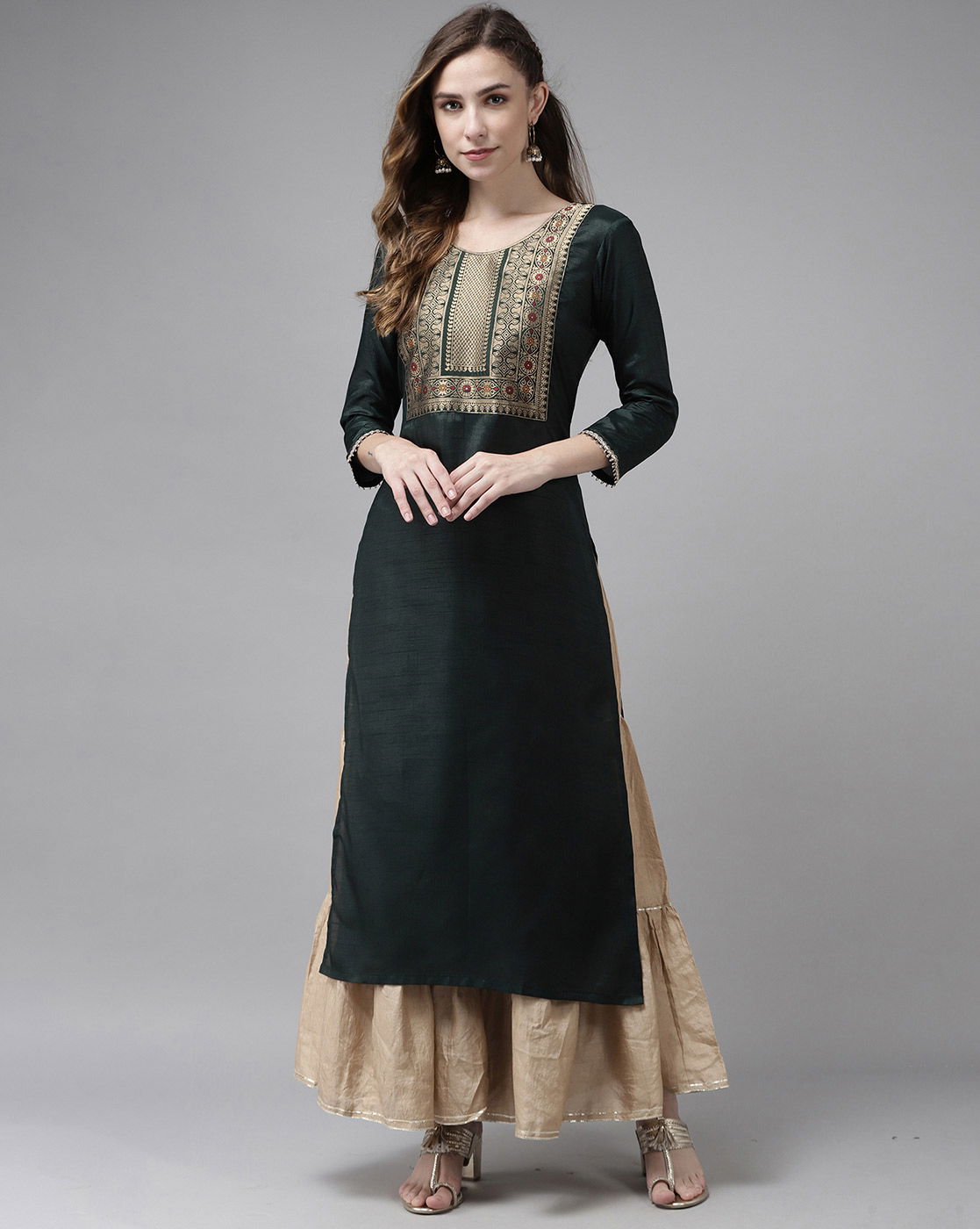 Indo Era Yoke Kurta 35 Cotton Printed Ethnic Wear Trendy Stylish Cotton Kurtis Collection