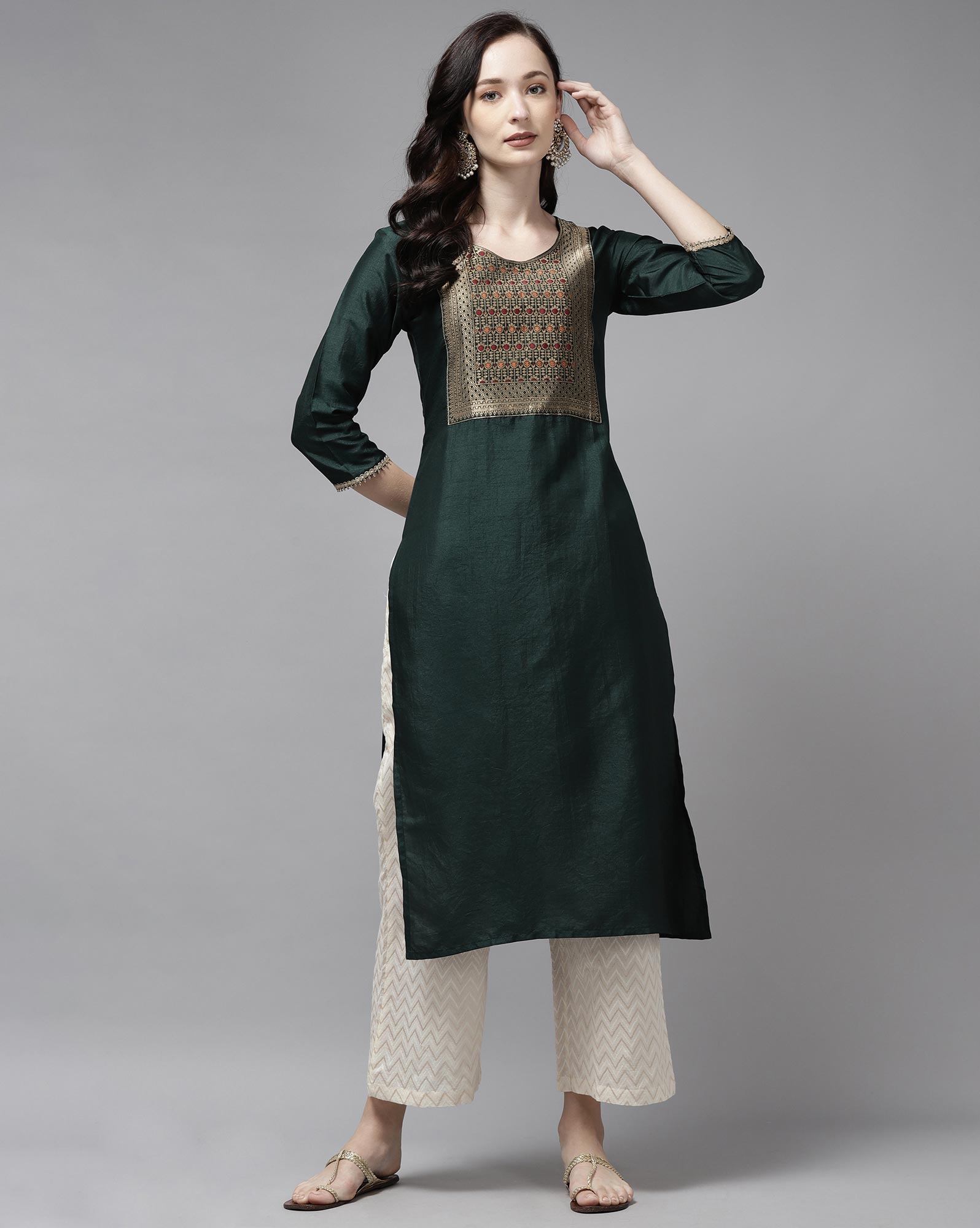 Indo Era Yoke Kurta 35 Cotton Printed Ethnic Wear Trendy Stylish Cotton Kurtis Collection