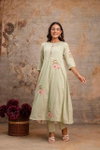 Naisha K 341 Mul Cotton Embroidered Work Kurti With Pant Dupatta Suppliers In India