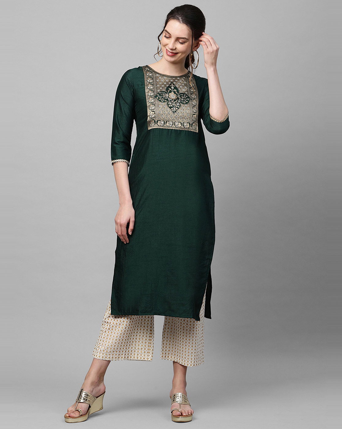 Indo Era Yoke Kurta 36 Trendy Cotton Printed Ethnic Wear Stylish Cotton Kurtis Collection