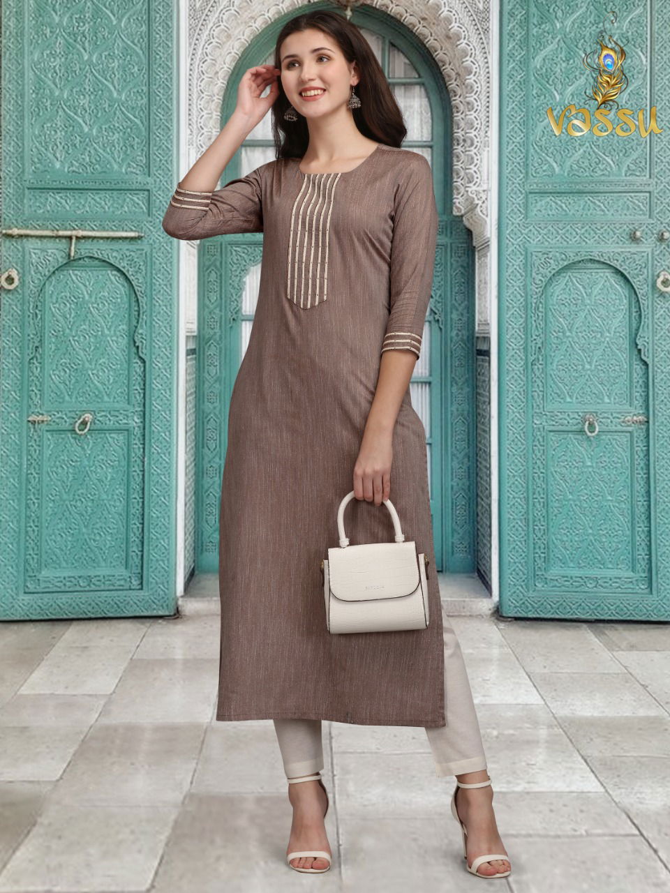 Vassu Kurti Pant 2 Casual Daily Wear Rayon Slub Kurti With Bottom Collection