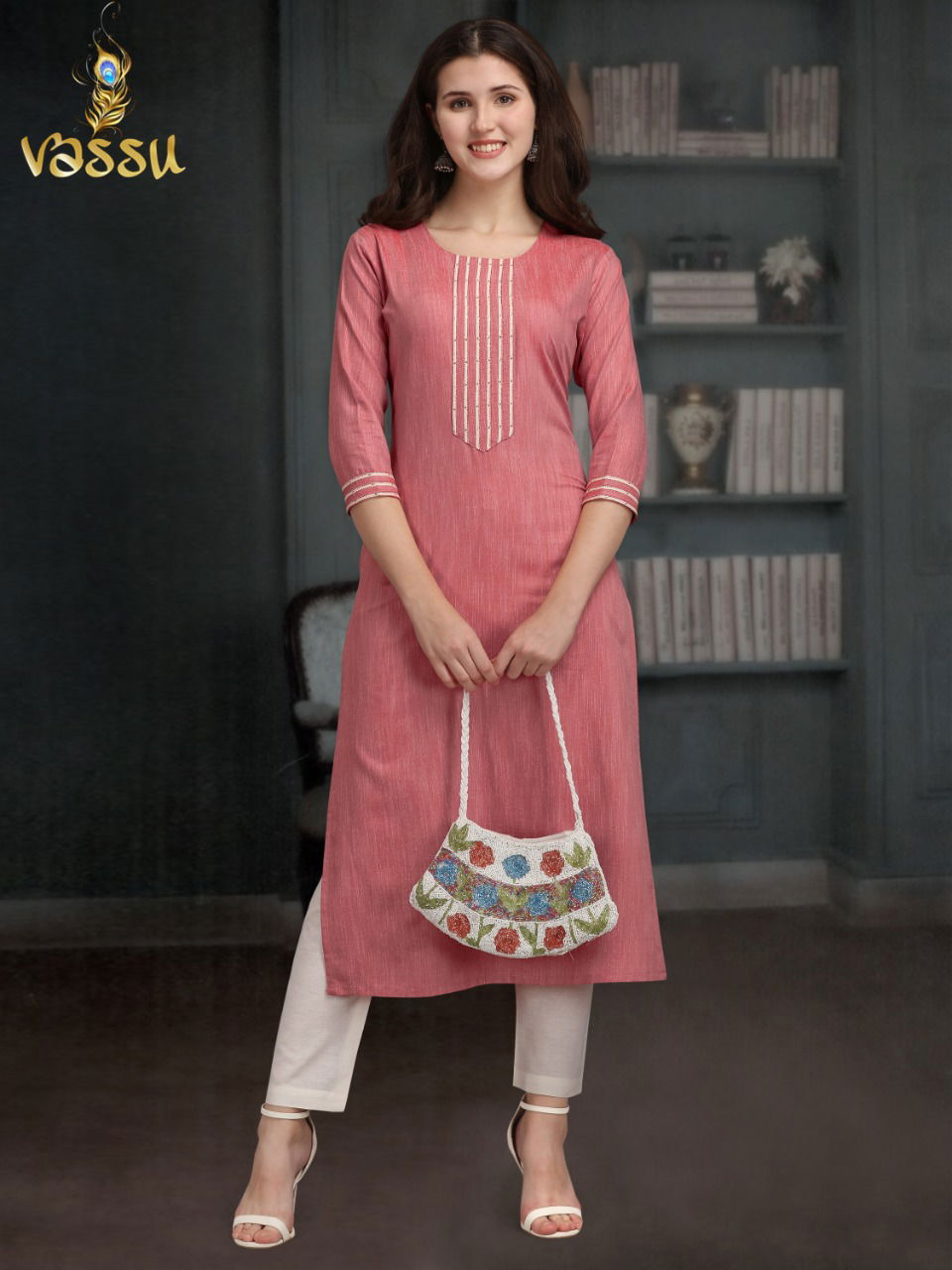 Vassu Kurti Pant 2 Casual Daily Wear Rayon Slub Kurti With Bottom Collection