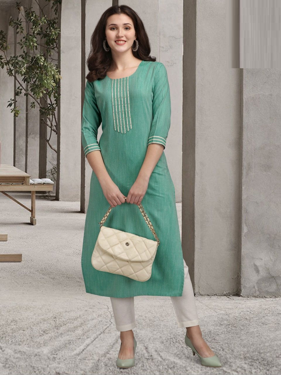 Vassu Kurti Pant 2 Casual Daily Wear Rayon Slub Kurti With Bottom Collection