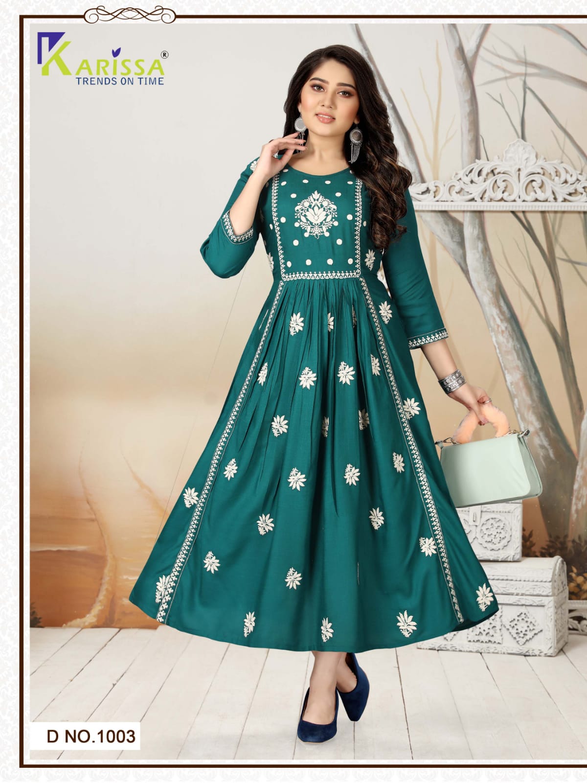 Karissa Rutwa Fancy Ethnic Wear Rayon Long Anarkali Kurti Collection