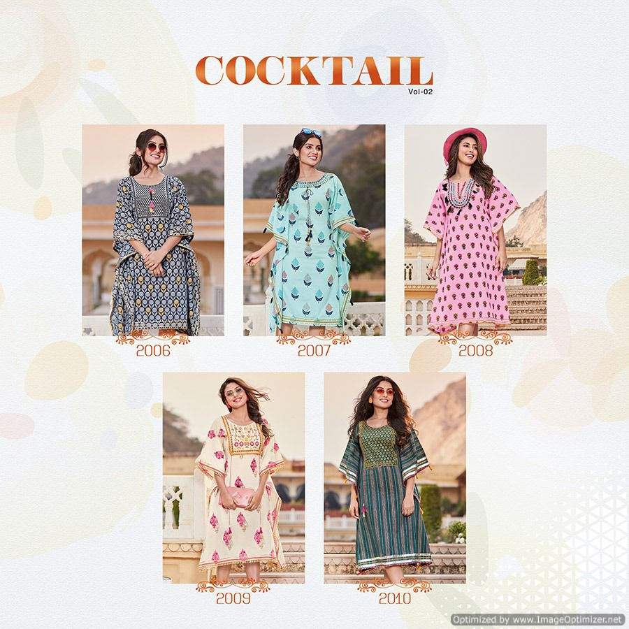 Cocktail 2 Stylish Fancy Ethnic Wear Cotton Kaftan Kurti Collection