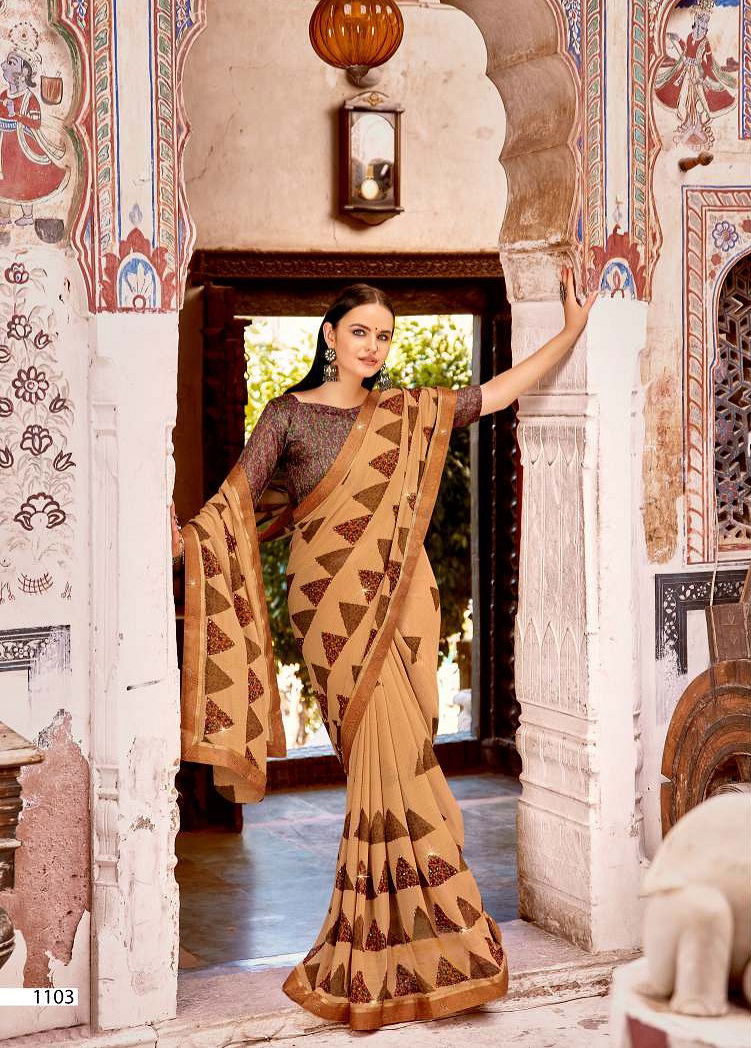 Laxminam Kajal Casual Daily Wear Georgette Printed Designer Saree Collection