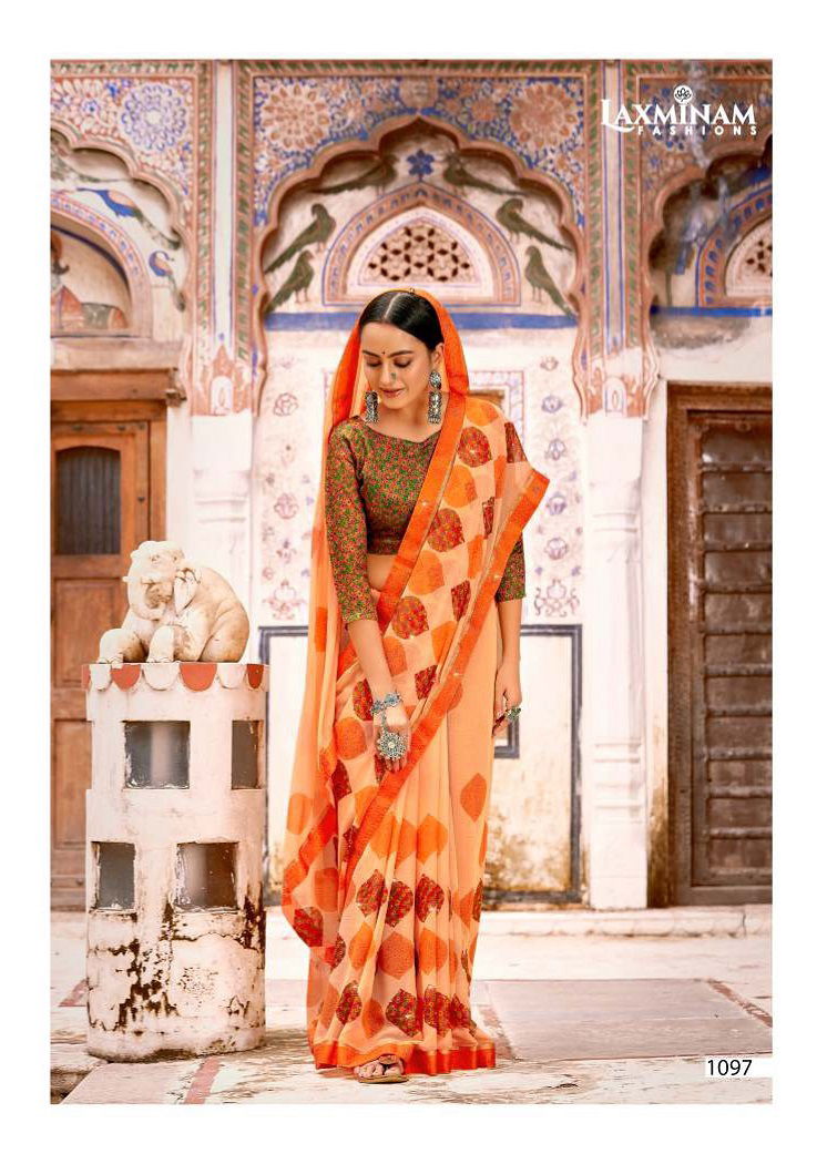 Laxminam Kajal Casual Daily Wear Georgette Printed Designer Saree Collection