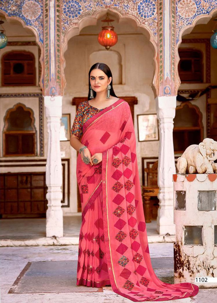 Laxminam Kajal Casual Daily Wear Georgette Printed Designer Saree Collection