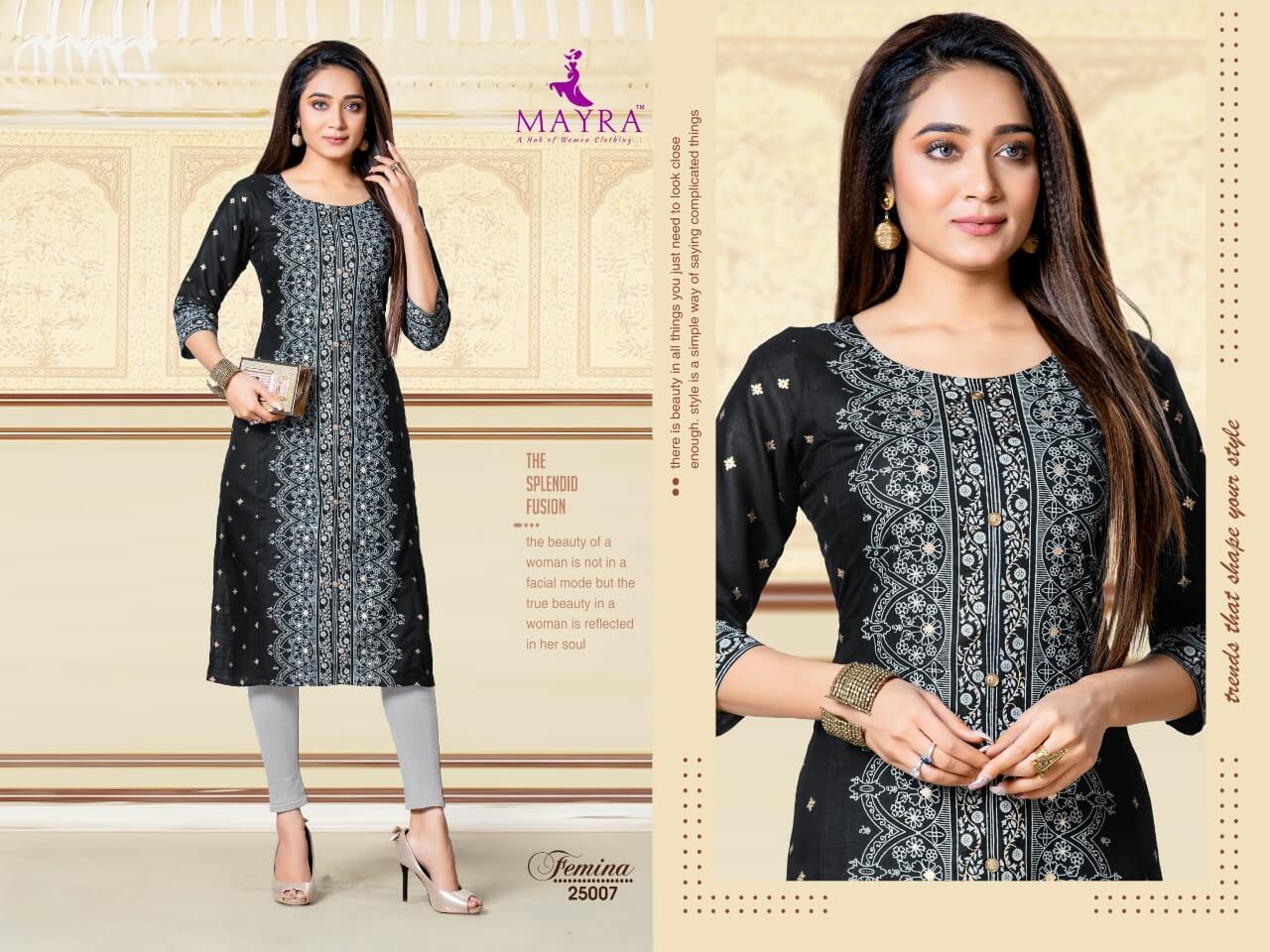 Mayra Femina Ethnic Wear Fancy Work Designer Kurti Collection